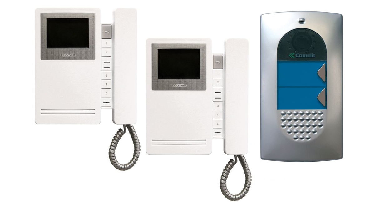 KIT COMELIT VIDEO CITOFONO BIFAMILIARE 2+2 FILI 8472MB BIANCO/NERO | eBay